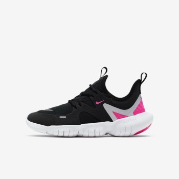 Nike Free RN 5.0 - Nagyobb Gyerek Futócipő - Fekete/Rózsaszín/Sötét Szürke/Metal Titán